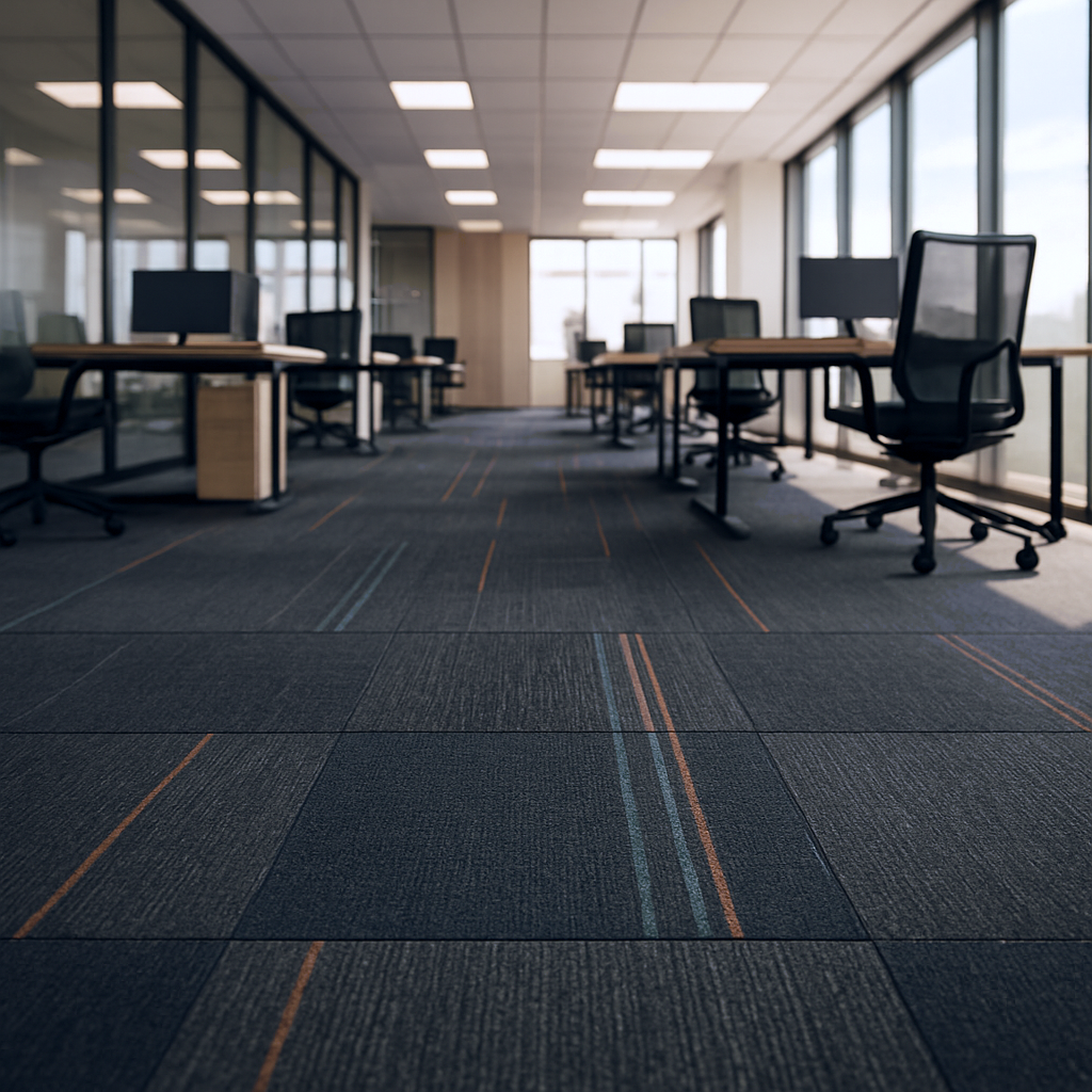 ofis zemininde karo halı yer halısı uygulaması