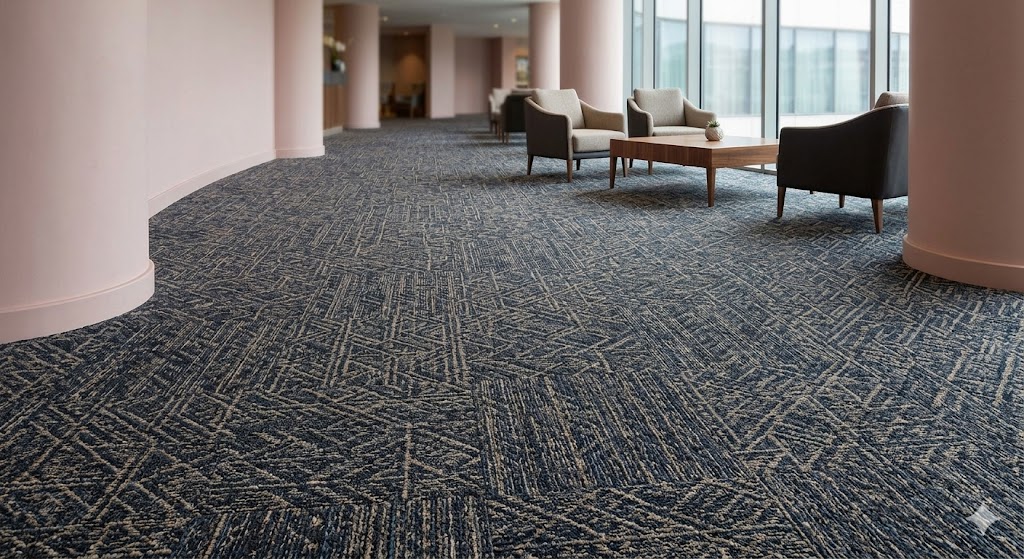 Lüks otel lobisinde duvardan duvara zemin kaplama ve halıfleks uygulaması.