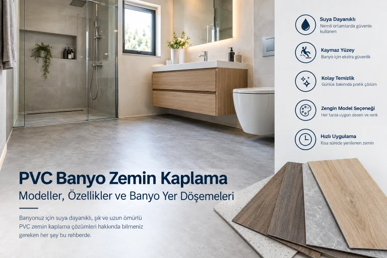 PVC banyo zemin kaplama modelleri ve modern banyo PVC zemini